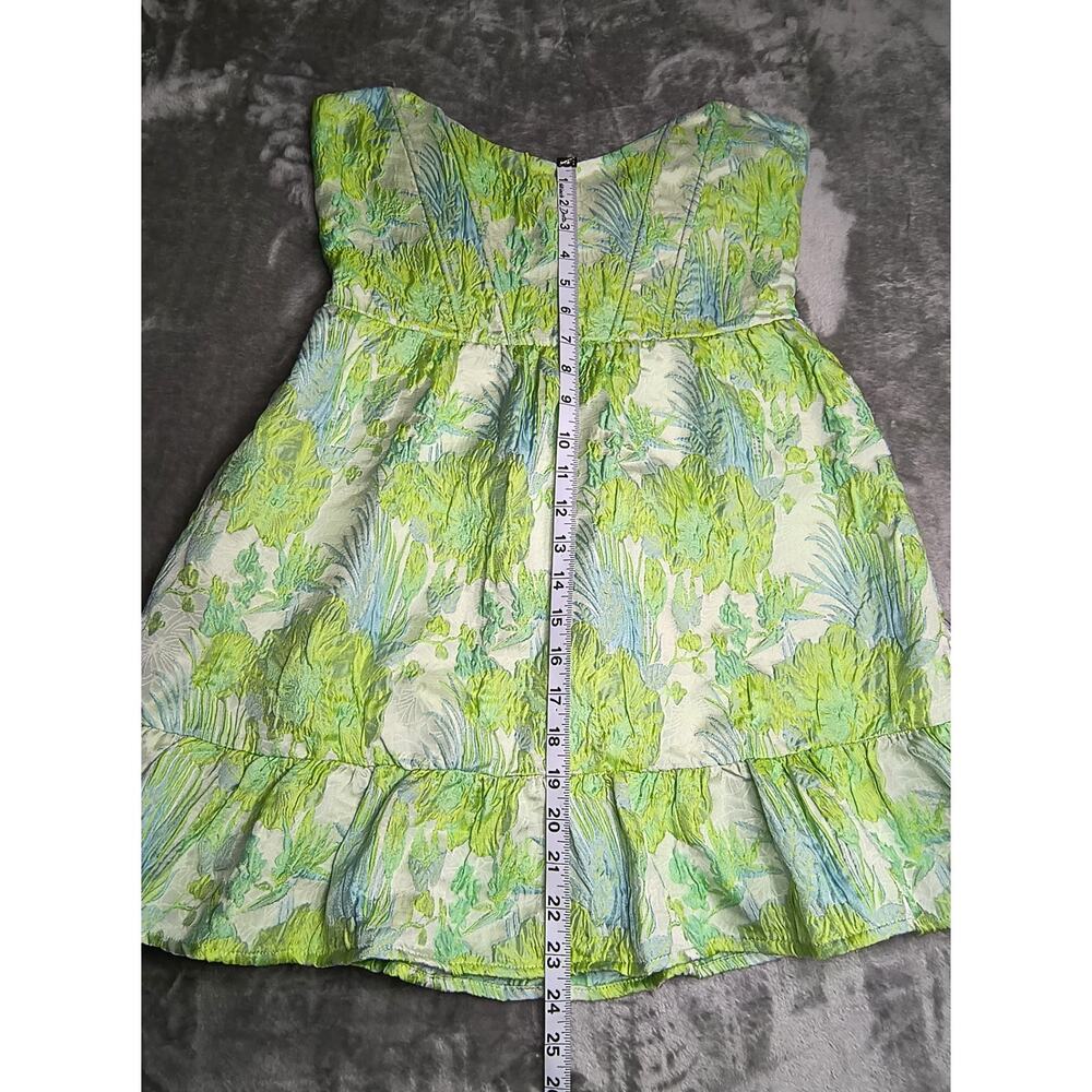 Lulus Atlia Lime Green Jacquard Bustier Mini Dress - Size L - NWT - Picture 9 of 12